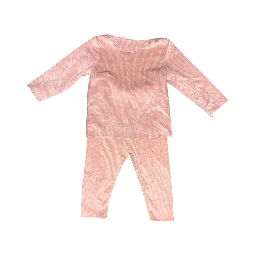 Boutique Baby Girl Velvet Ribbed Outfit 9–12M Pink Set Long Sleeve Soft & Cozy